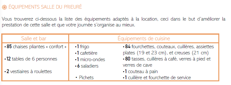 équipements Prieuré